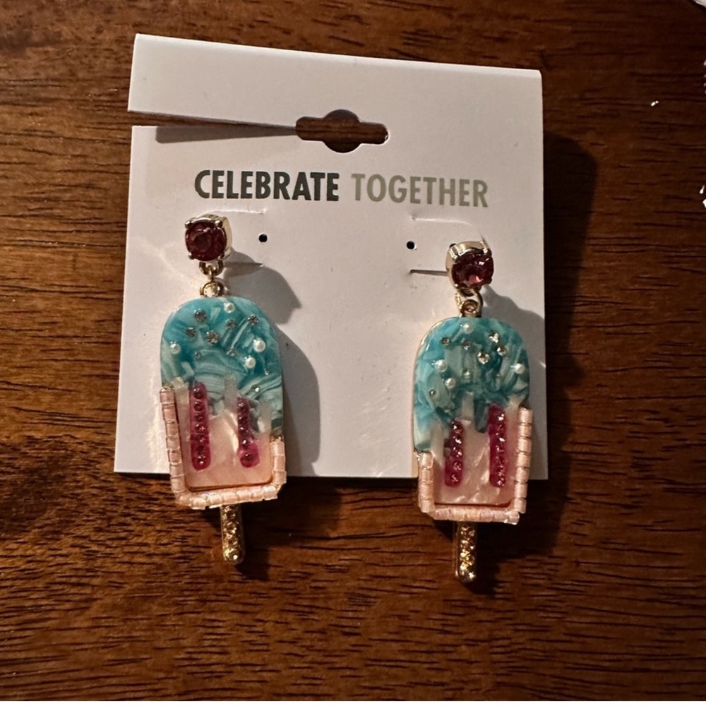 *FREE* Ice Cream Dangle Earrings with Pink and Blue Accents